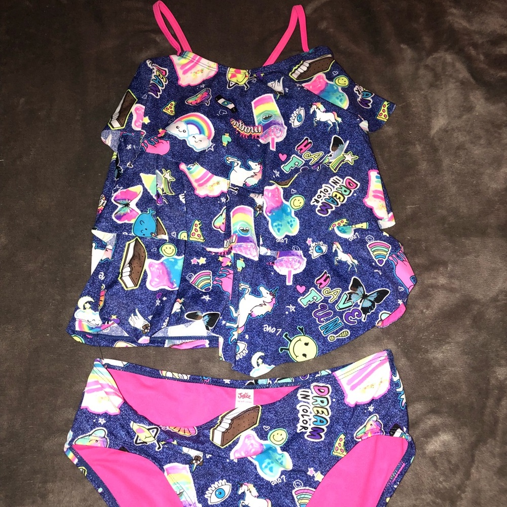 Brand new Justice two-piece kids bathing suit 12